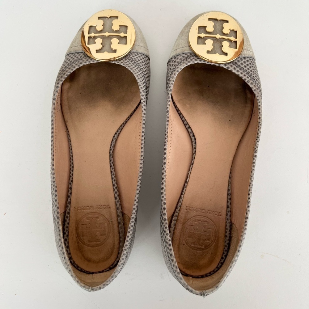 Tory Burch Serena 2 Karung Montilla Snakeskin Print Ballet Flats, Grey, 6.5